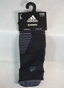 Adidas Size L, NEW! Running Socks, 1 Pair NO SHOW, 5145767C, BLACK/ONIX - Picture 1 of 4