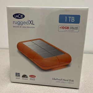 LaCie Rugged XL 1TB HD External Orange USB 2.0 eSATA - Picture 1 of 3