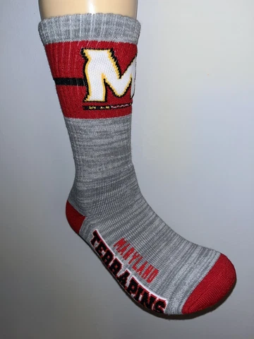 MARYLAND TERRAPINS NCAA COLLEGE MARBLE FIRST CREW LENGTH SOCKS LARGE Q Cover