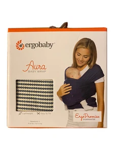 Ergo baby Carrier Navy Gingham Stripe Aura Rayon Infant 25 pounds New NIB - Picture 1 of 7
