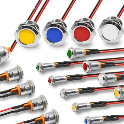 8mm 12mm 16mm 19mm 22mm Metal LED Signal Warning Light Lamp Waterproof 5 Colors - image 1 of 4