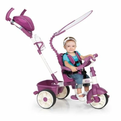 Triciclo Little Tikes 4 en 1 edición deportiva (rosa/blanco) con bolsa y portabotellas ~Nuevo Foto 1 de 4