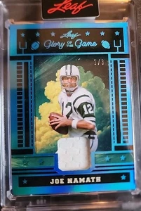2025 Leaf Glory Of The Game JOE NAMATH GU Jersey Card Blue Foil #1/3 Encased - Picture 1 of 3