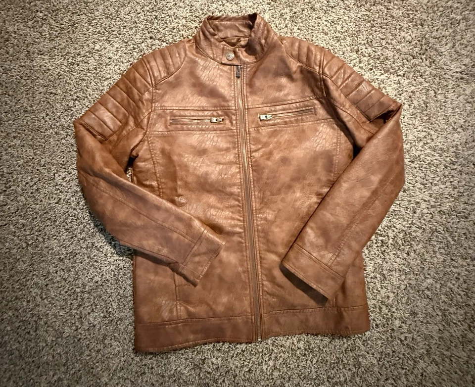 Xray X Ray Jeans Size Small Men’s Brown Faux Leather Motorcycle Jacket - Image 1 of 4