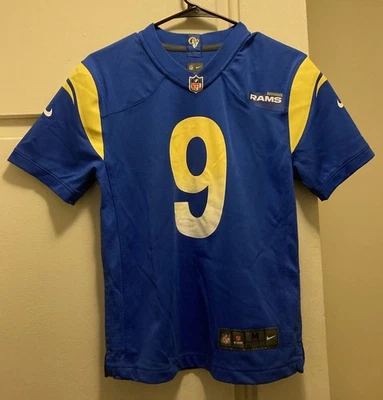 Camiseta Nike NFL Los Angeles Rams #9 Matthew Stafford Juvenil Talla M Sobre el Campo Azul Foto 1 de 4