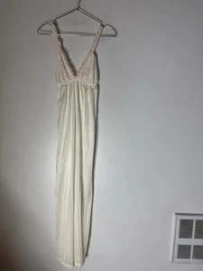 Vintage Suzy Star Cream Nylon Lace Pink Trim Junior 11 Night Gown - Picture 1 of 7