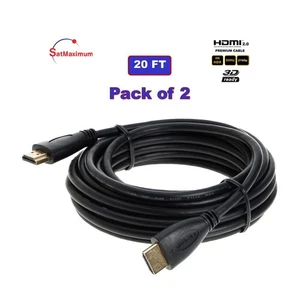 2-Pack 20FT High Speed HDMI Cable 1080P 60Hz HDTV Blu-ray DVD 3D PS5 Xbox Cord - Picture 1 of 4