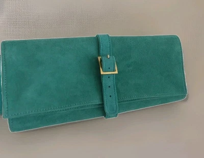 Cartera de cuero gamuza verde Estee Lauder nueva de stock St. Thomas RARA regalo para empleados de los años 60 Foto 1 de 4