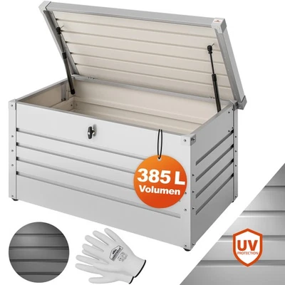 GARDEBRUK® Gartenbox Metall inkl. Handschuhe Gasdruckfedern Weiß