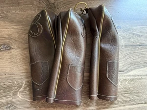 Vintage Kunstleder Golfschläger Kopfbedeckungen Holz BRAUN 1, 3 und Driver - Bild 1 von 4