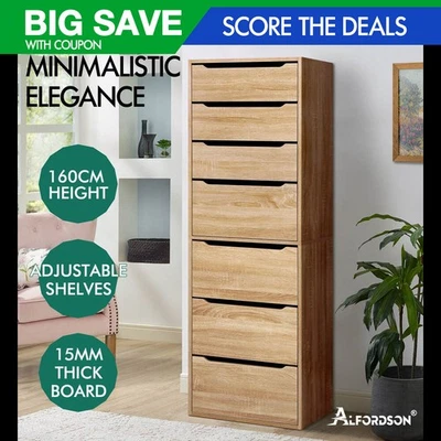 ALFORDSON Wardrobe Clothes Storage Cabinet Closet Organizer 7 Drawers Wood - image 1 of 4