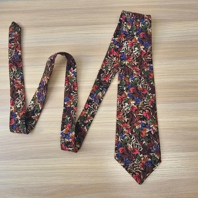 Vintage NeckTie Mens Botanical Leaf Fall Foliage MANGO MAN Kool Tekno Tiez USA - Image 1 of 4