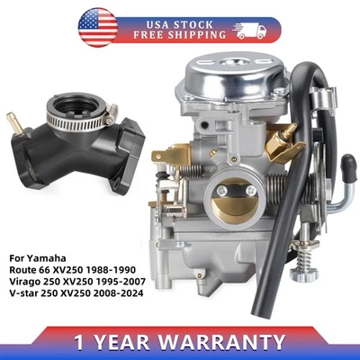 Carburador y colector de admisión para Yamaha XV250 V-star 250 Virago 250 Route 66 Foto 1 de 4