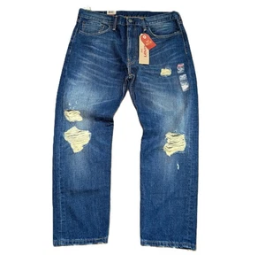 Pantalones de mezclilla rasgados regulares desgastados azul 36x29 Levis 502 Jeans para hombre - Imagen 1 de 4