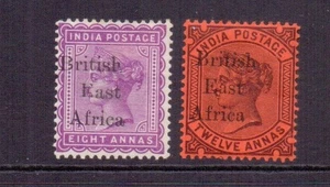 BRITISH EAST AFRICA 1895-6 8a ( MAGENTA ) & 12a LMM CAT £72 - Picture 1 of 2