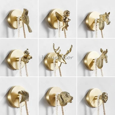 Brass Animal Shape Decorative Coat Hook Wall Mounted Bedroom Clothes Hat Hanger - Image 1 of 4