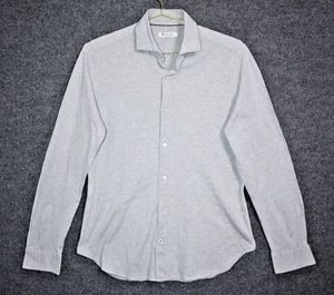 Loro Piana Collared Button Down Shirt Men Medium Gray Italian Long Sleeve EUC - Picture 1 of 6