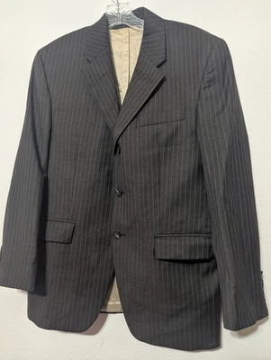 VTG Ralph Lauren Chaps 38S Wool Blend Blazer Jacket Sport Suit Coat Brown Stripe - Image 1 of 4