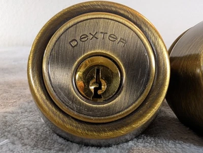 Dexter Double Cylinder Deadbolt Antique Brass 4009 7A Vintage Nice Looking Locks - Image 1 of 4