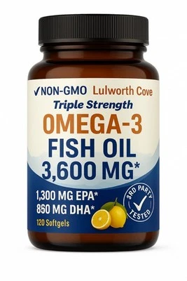 L.C.S Omega-3 Fish Oil 3600mg High Strength Supplement - EPA & DHA 120 Softgels