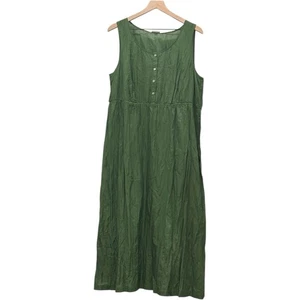 J Jill Cotton Silk Blend Sleeveless Dress Green Lagenlook Gauzy Lined Sz XLP - Picture 1 of 7