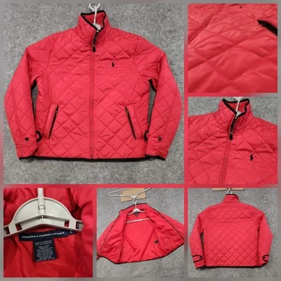 Abrigo Chaqueta acolchada roja con cremallera completa grande Ralph Lauren Sport para mujer L de colección Foto 1 de 4