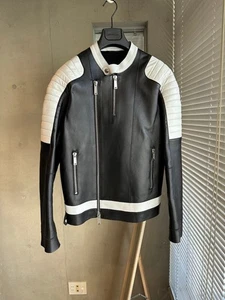 Dsquared2 Leather Jacket Men Size 50 Black Stand Collar Spring/Fall - Picture 1 of 5