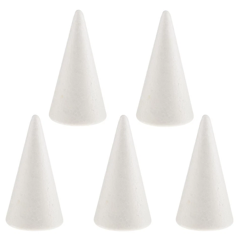 White Cone Shaped Xmas Ornaments Styrofoam for Children DIY Painting Crafts - Image 1 of 1