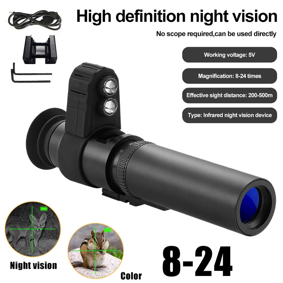 Digital Night Vision Monocular 850nm Infrared Scope Hunt Cross Cursor 8-24X - Image 1 of 4
