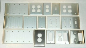 DUPLEX PLUG OUTLET RECEPTACLE SWITCH BLANK GANG STAINLESS STEEL COVER PLATE CT - Picture 1 of 17