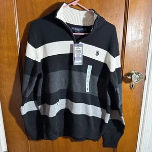 NEW Us Polo Assn Size Lrg Mens Knit Sweater Long Sleeve 1/4 Zip Large - Picture 1 of 4
