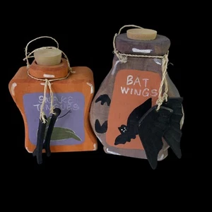 Decoraciones de especias de Halloween de madera pintadas a mano vintage del medio oeste de Cannon Falls - Imagen 1 de 8