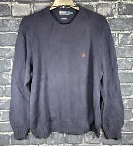 Polo By Ralph Lauren Navy Blue Crew Neck Pullover Cotton Sweater Men's 2XL - Picture 1 of 11