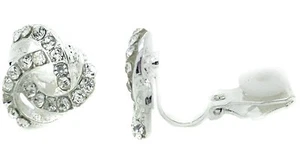 Pendientes con clip de remolino de cristal para mujeres damas clipon plateado novia - Imagen 1 de 1