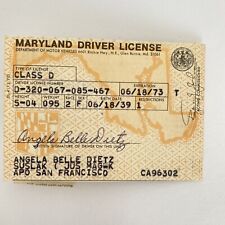1971 Vintage Maryland Driver License With APO Address Expires 1973
