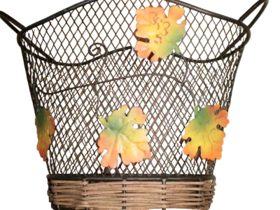 Handmade Metal Wire Decorative Basket Falls Leaves - Image 1 of 4