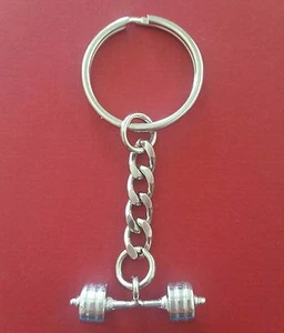 Dumbbell Keyring Charm metal keychain barbell fitness workout gym dumbell fit - Picture 1 of 2
