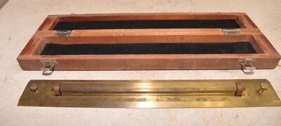 Rare antique Theo Alteneder Phili 18" brass rolling ruler navy drafting tool  - Image 1 of 4