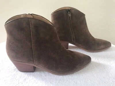 Botines Banana Republic para mujer talla 6M marrón gamuza cremallera lateral tacón bloque Foto 1 de 4