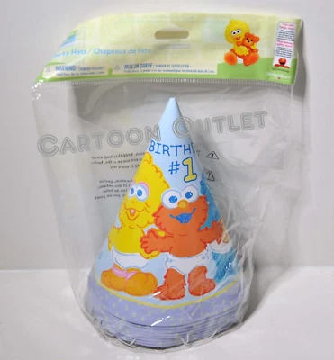 ELMO SOMBREROS DE FIESTA 16 PIEZAS FIESTA Favores BIGBIRD GALLETA MONSTRUO 1er Cumpleaños Sésamo Foto 1 de 3
