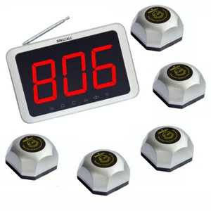 Sistema de zumbador inalámbrico SINGCALL para un servicio efectivo 5 campanas de mesa 1 receptor - Imagen 1 de 7