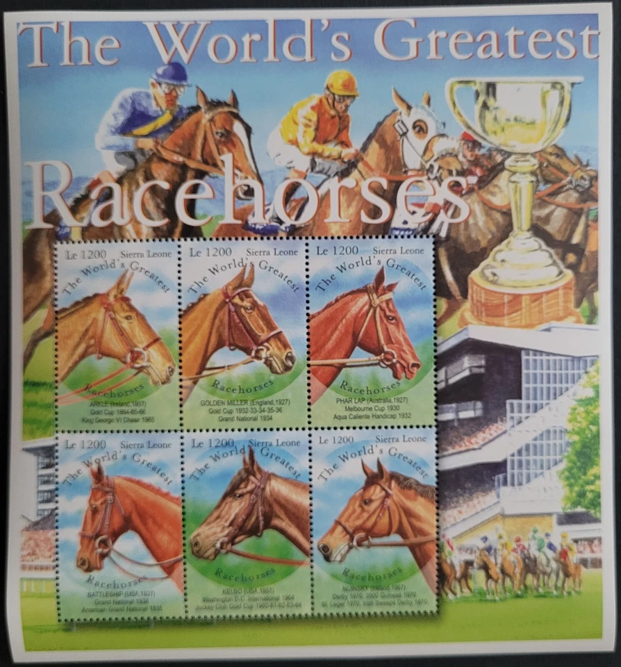 Sierra Leone 2001 / The World's Greatest  Racehorses / 6v ms Foto 1 de 1