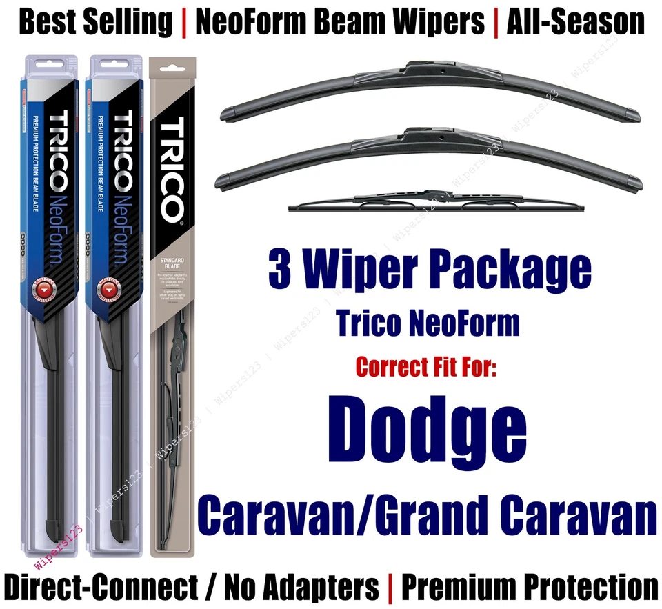 3pk Wipers Front & Rear NeoForm - 1995 Dodge Caravan/Grand Caravan 16220x2/30180 - Image 1 of 1