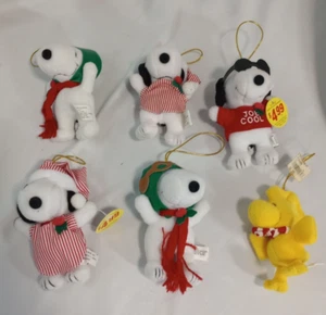 Lot of 6 Snoopy Peanuts Joe Cool Kurt S Adler Plush Christmas Tree Ornaments 6" - Picture 1 of 7