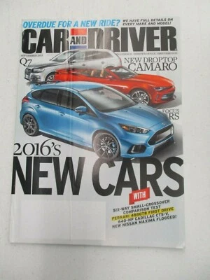 CAR AND DRIVER MAGAZINE SEPTEMBER 2015 FERRRI 488 GTB FORD FOCUS RS 2016 Q7 AUTO - Image 1 of 2