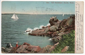 1905 The Norseman Salem MA Massachusetts Segelboote Menschen UDB Postkarte verschickt - Bild 1 von 16