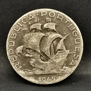 2.5 ESCUDOS ARGENT 1943 CARAVELLES PORTUGAL / SILVER - Picture 1 of 2