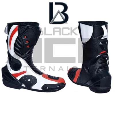Motorcycle Motorbike Racing Leather Boots Shoes Motorcycle Racing Boots Blackace - Image 1 of 2
