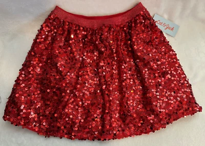Cat & Jack Girl's Size Medium (7-8) Sequin Red Short Skirt - Image 1 of 3