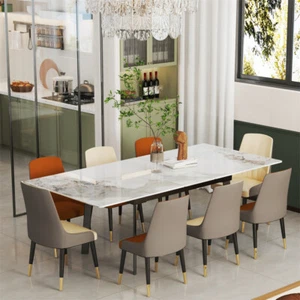 Wisfor Casual Rectangular Dining Extension Table Seats Up To 10, High End Marble - Picture 1 of 19
